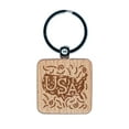 thumbnail image 1 of USA United States America Country with Text Swirls Square Keychain Charm Tag - Engraved Wood, 1 of 6
