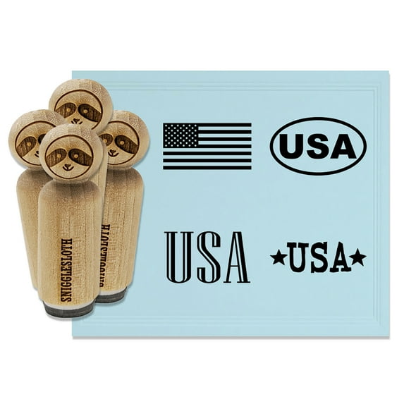 USA United States America Flag Patriotic Rubber Stamp Set for Scrapbooking Crafting Stamping - Medium 1 Inch