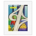 thumbnail image 1 of USA (United States of America) - Freeway & American Icons - France - Vintage Airline Travel Poster by Roger Excoffon c.1960 - Fine Art Rolled Canvas Print 11in x 14in, 1 of 4