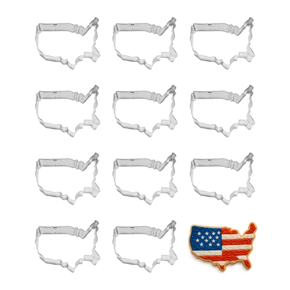 USA United States Map Dozen Cookie Cutters 4 inches/each U1005-W12 - The Cookie Cutter Shop - Tin Plate Steel