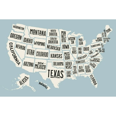 USA United States Map States With State Names Decorative Travel World Map with Detail Map Posters for Wall Map Art Wall Decor Geographical Illustration Tourist Cool Wall Art Print Poster 18x12