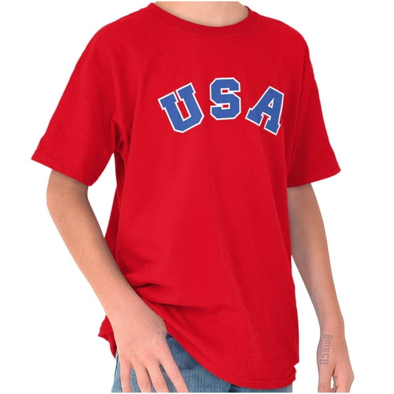 USA United States Patriotic 4th July Crewneck T Shirts Boy Girl Teen Brisco Brands L