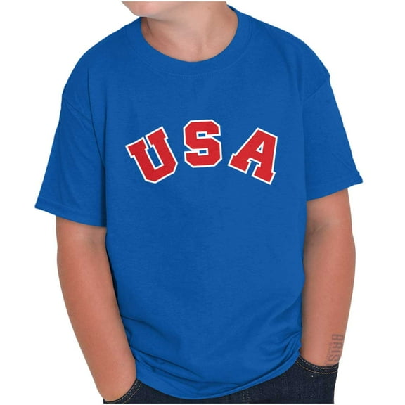 USA United States Patriotic 4th July Crewneck T Shirts Boy Girl Teen Brisco Brands XS