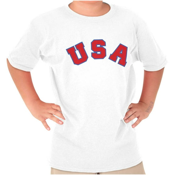 USA United States Patriotic 4th July Crewneck T Shirts Boy Girl Teen Brisco Brands X