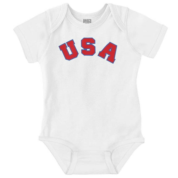 USA United States Patriotic 4th July Romper Boys or Girls Infant Baby Brisco Brands NB