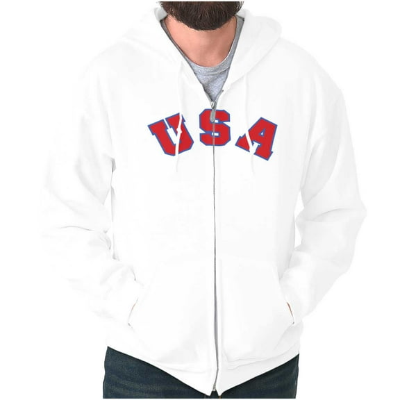 USA United States Patriotic 4th July Unisex Fleece Graphic Zip Up Hoodie Brisco Brands 4X