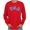 thumbnail image 1 of USA United States Patriotic 4th July Plus Size Long Sleeve Graphic Tee Shirt Brisco Brands 2X, 1 of 6