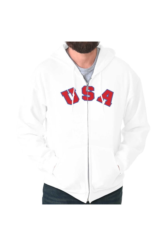 USA United States Patriotic 4th July Unisex Fleece Graphic Zip Up Hoodie Brisco Brands 2X