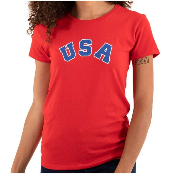 USA United States Patriotic 4th July Womens Slim Fit Graphic Tee Brisco Brands S