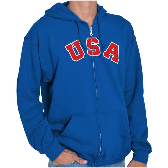 USA United States Patriotic 4th July Zip Up Hoodie Men's Women's Brisco Brands X