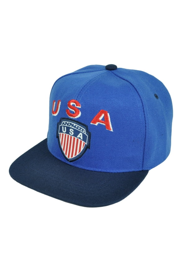 USA United States Soccer Futbol Snapback Flat Bill Blue Hat Cap Game Sports
