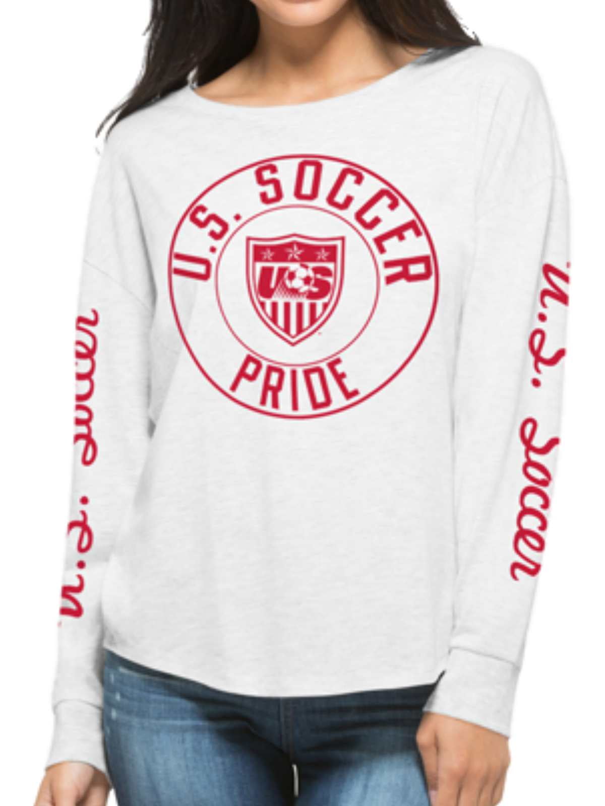 USA United States Soccer Team 47 Brand Women Gray Oversized Cara T