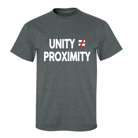 USA Unity Does Not Equal Close Proximity Short Sleeve Unisex Adult T-shirt-Heather Grey-xl