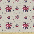 thumbnail image 1 of Ambesonne USA Fabric by the Yard Upholstery, Cupcakes with Flags, 10 Yards, Beige Navy Blue Red, 1 of 4