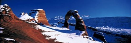 USA Utah Delicate Arch winter Canvas Art - Panoramic Images (36 x 12)