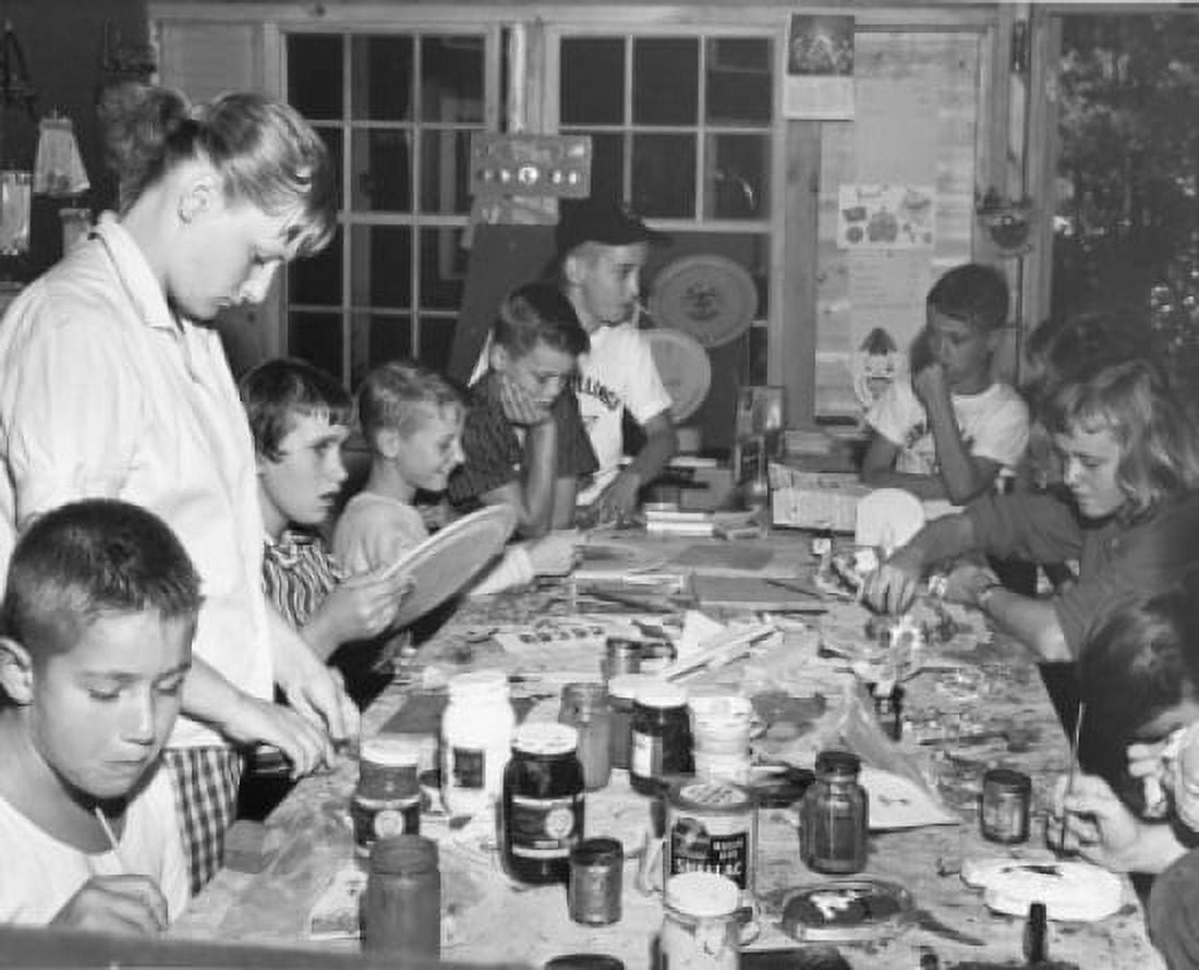 USA Utah Ely Group of children painting in camp Canvas Art - (18 x 24)