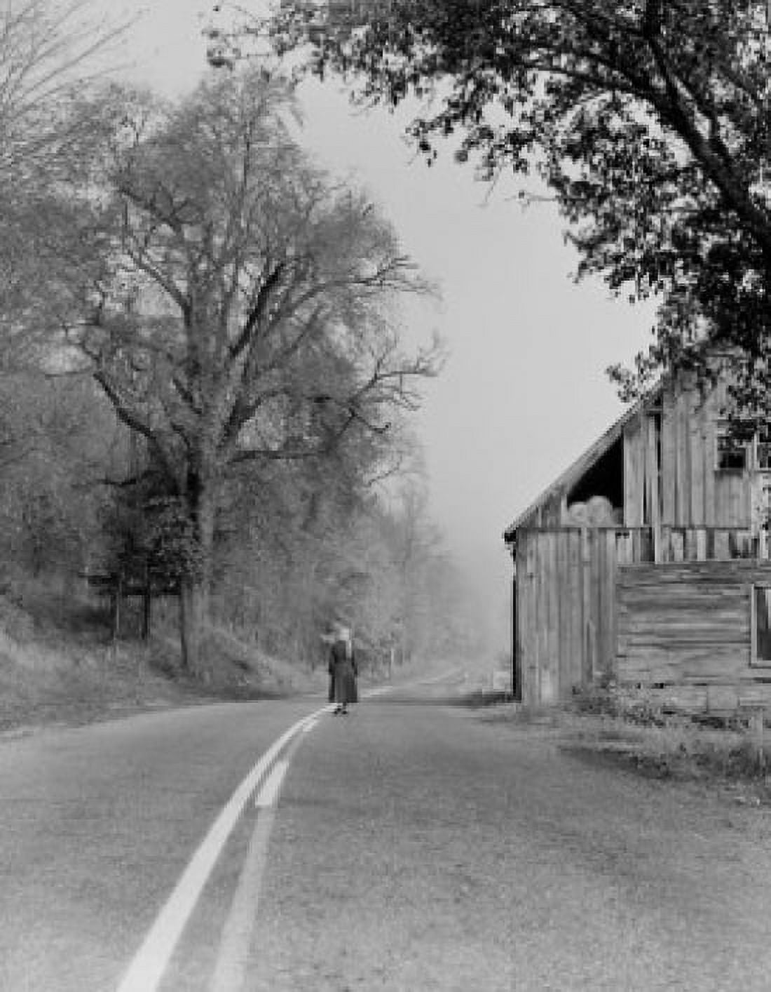 USA Vermont Bellow Falls person on country road Canvas Art - (18 x 24)