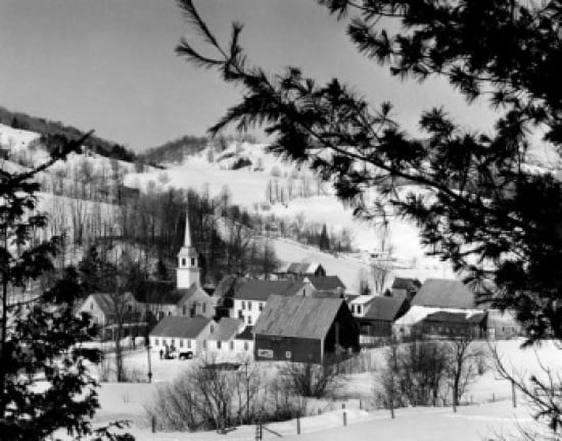 USA Vermont East Corinth houses on snow covered landscape Canvas Art - (18 x 24)