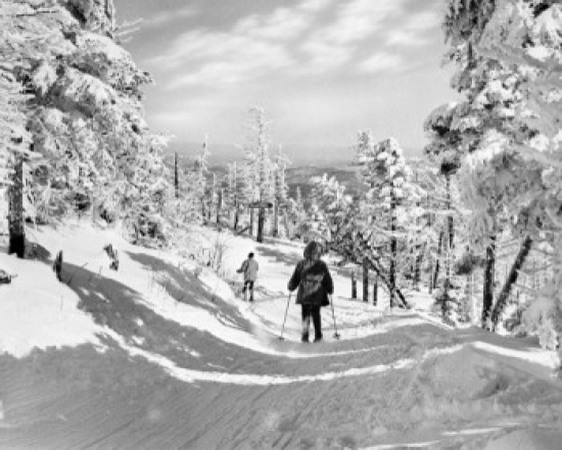 USA Vermont Killington Tourists cross-country skiing Canvas Art - (24 x 36)