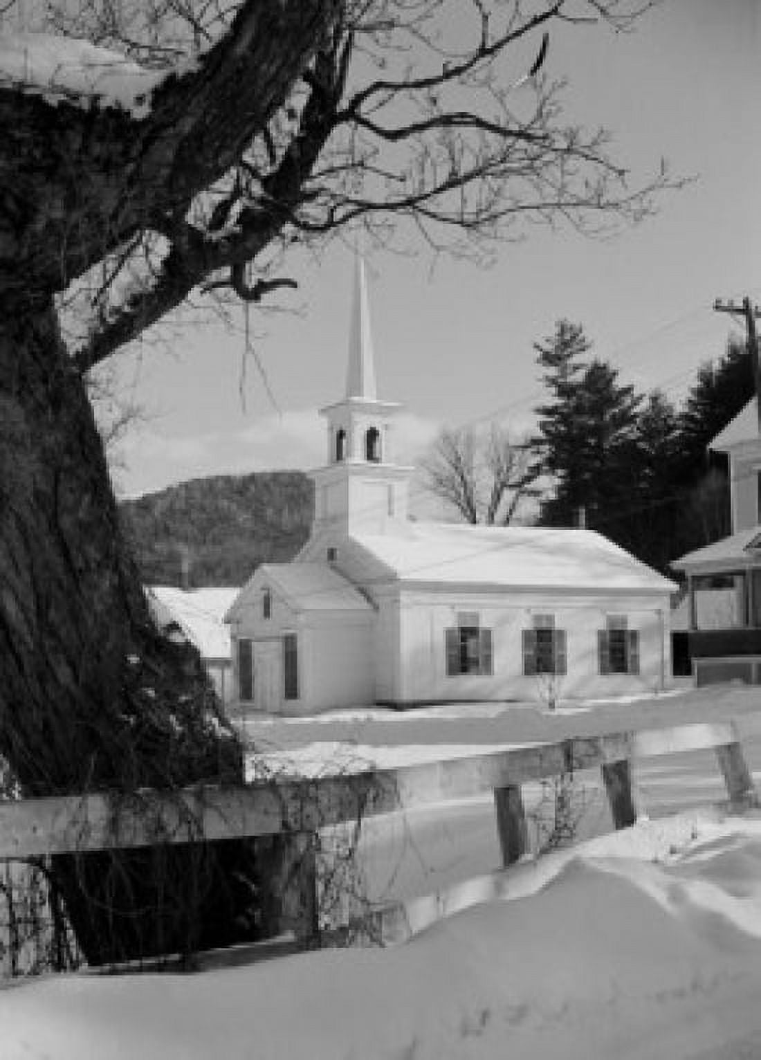 USA Vermont Lyndon church in winter Canvas Art - (24 x 36)