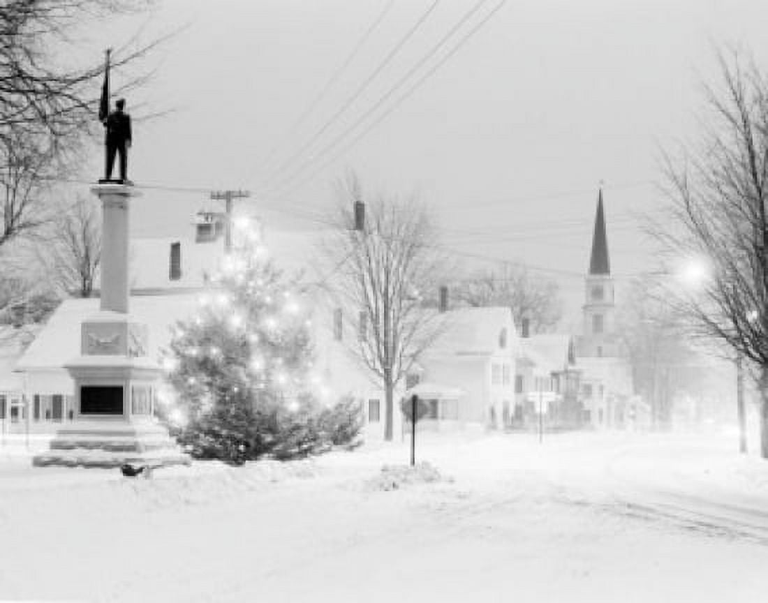 USA Vermont Morrisville Winter night scene with Christmas tree Canvas Art - (18 x 24)