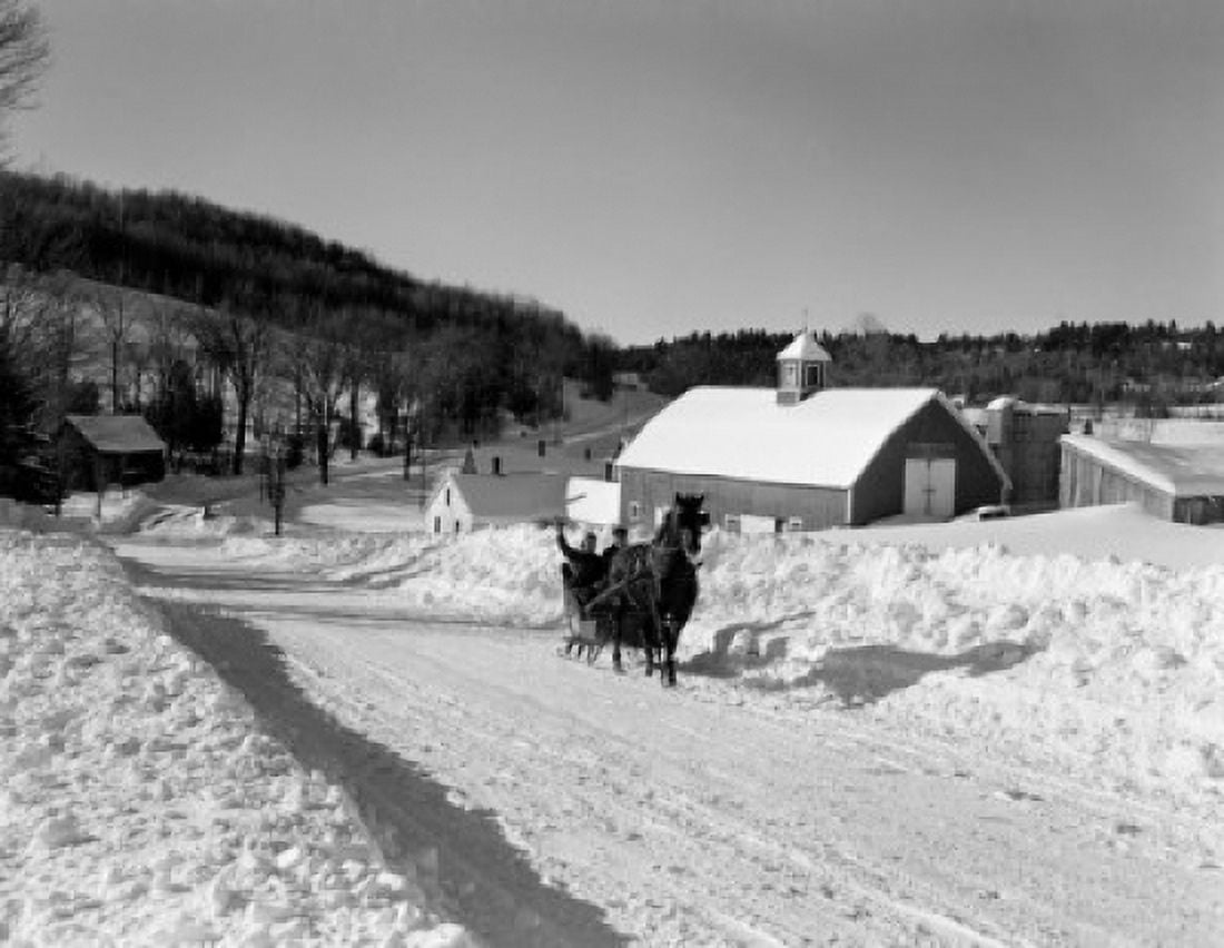USA Vermont near Peacham sleigh scene Canvas Art - (18 x 24)