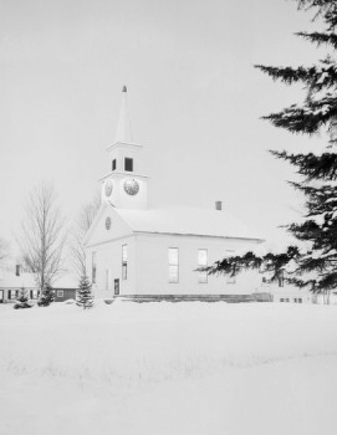 USA Vermont night scene with Congregational Church at North Thetford Street Canvas Art - (24 x 36)