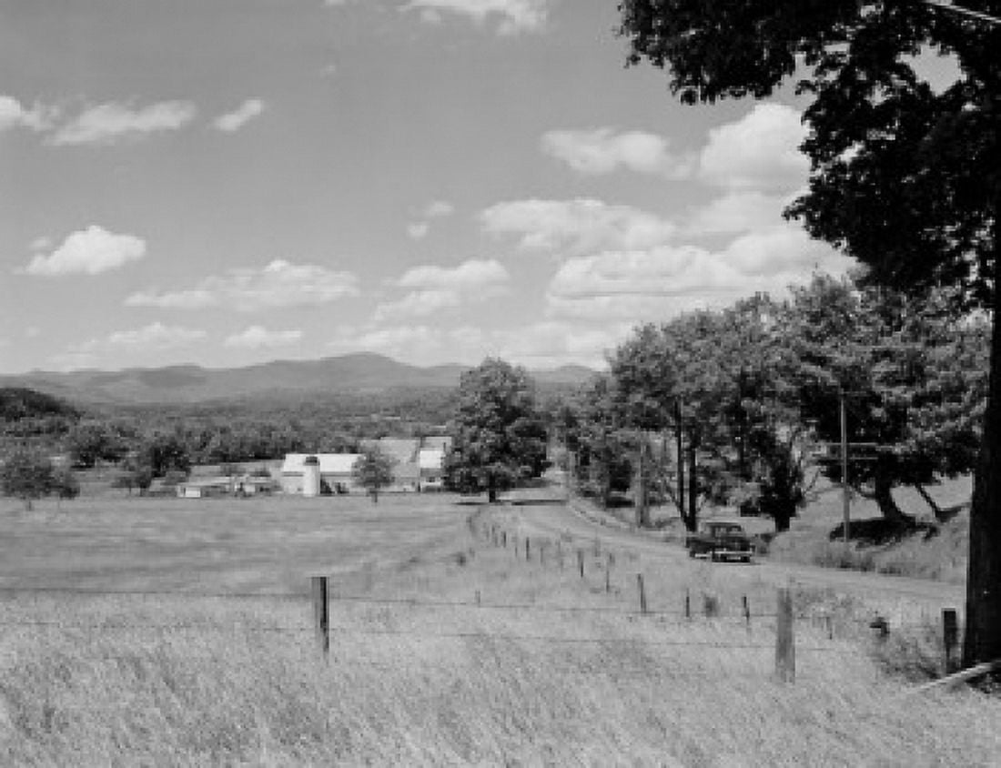 USA Vermont road and farm between Essex Junction and North Williston Canvas Art - (18 x 24)