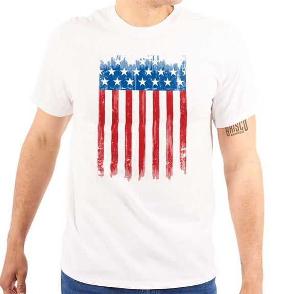 USA Vertical Distressed American Flag Men's Graphic T Shirt Tees Brisco Brands X