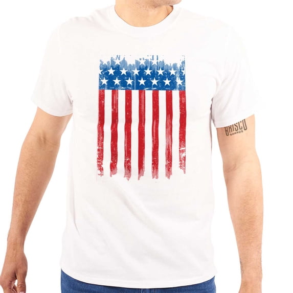 USA Vertical Distressed American Flag Plus Size Crewneck Graphic Tee Shirt Brisco Brands 2X