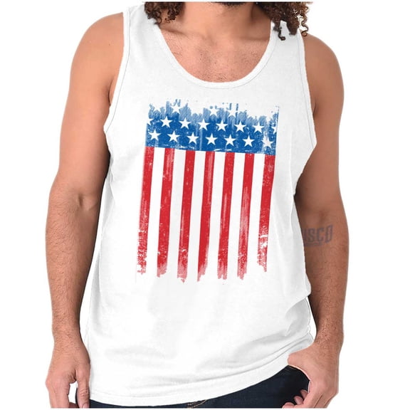 USA Vertical Distressed American Flag Tank Top T Shirts Men Women Brisco Brands S