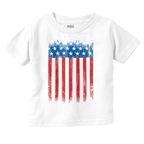 USA Vertical Distressed American Flag Toddler Boy Girl T Shirt Infant Toddler Brisco Brands 24M