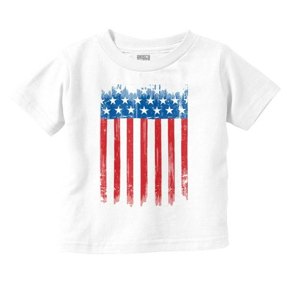 USA Vertical Distressed American Flag Toddler Boy Girl T Shirt Infant Toddler Brisco Brands 6M