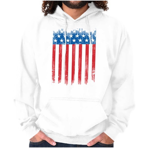 USA Vertical Distressed American Flag Unisex Plus Fleece Graphic Hoodie Brisco Brands 5X