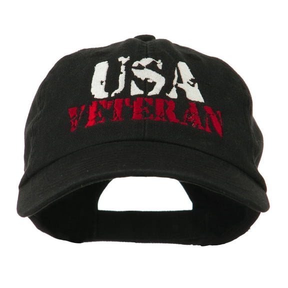 USA Veteran Camo Embroidered Cap - Black OSFM