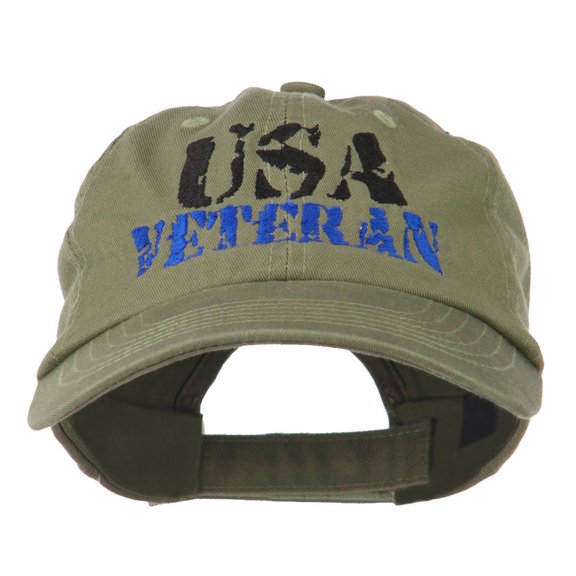 USA Veteran Camo Embroidered Cap - Olive OSFM