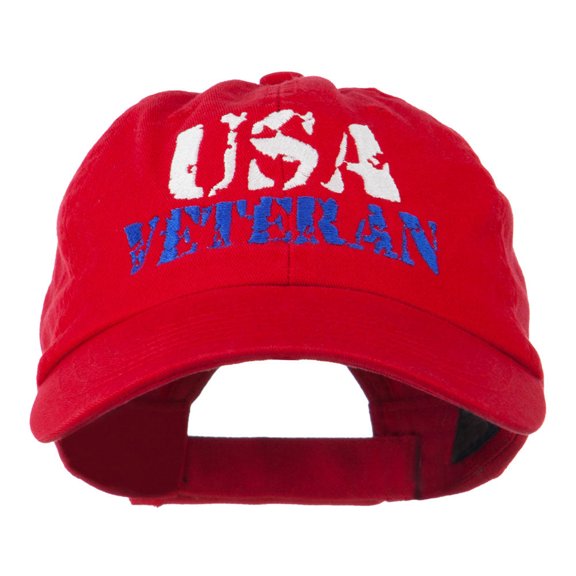 USA Veteran Camo Embroidered Cap - Red OSFM