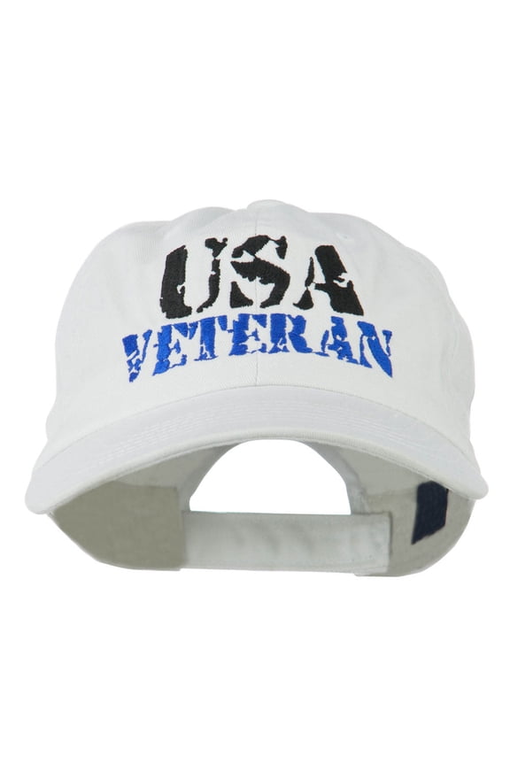 USA Veteran Camo Embroidered Cap - White OSFM