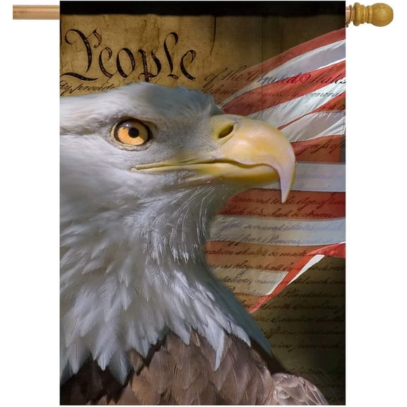 USA Vintage American Flag Bald Eagle 4th of July Memorial Independence Day House Flag 28" x 40" Double Sided Polyester Welcome Yard Garden Flag Banners for Patio Lawn Home Outdoor Decor