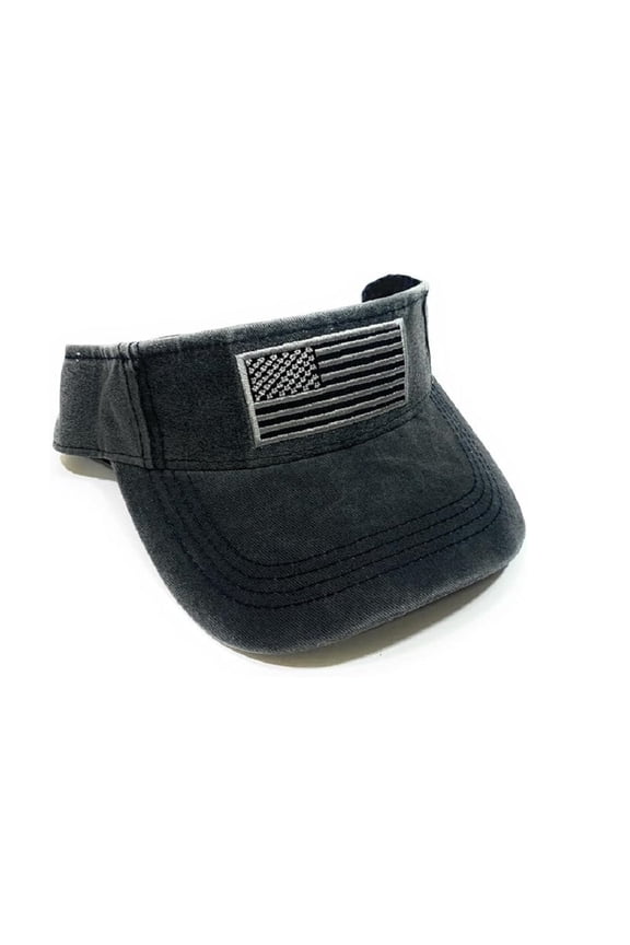 USA Visor American Flag Hat Patriotic Sun Cap Black