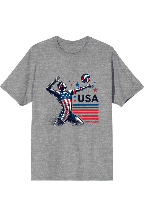 USA Volleyball Adult Heather Gray Crew Neck Short Sleeve Tee-XXL