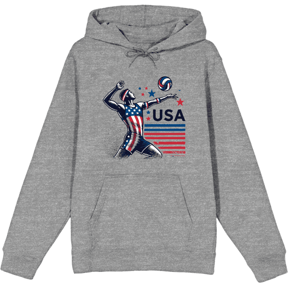USA Volleyball Adult Heather Gray Long Sleeve Hoodie-3XL