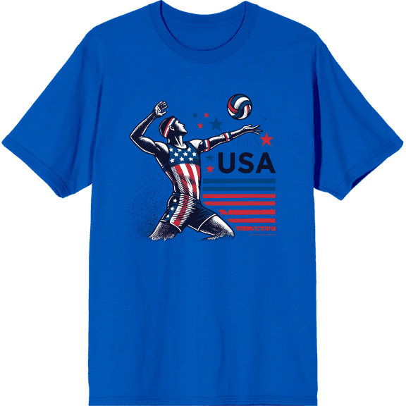 USA Volleyball Adult Royal Blue Crew Neck Short Sleeve Tee-XL