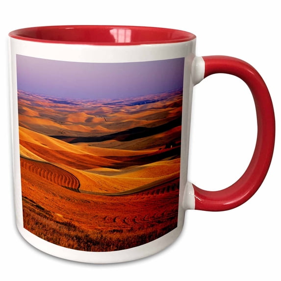 USA, WA. Palouse farming landscape. 15oz Two-Tone Red Mug mug-332412-10