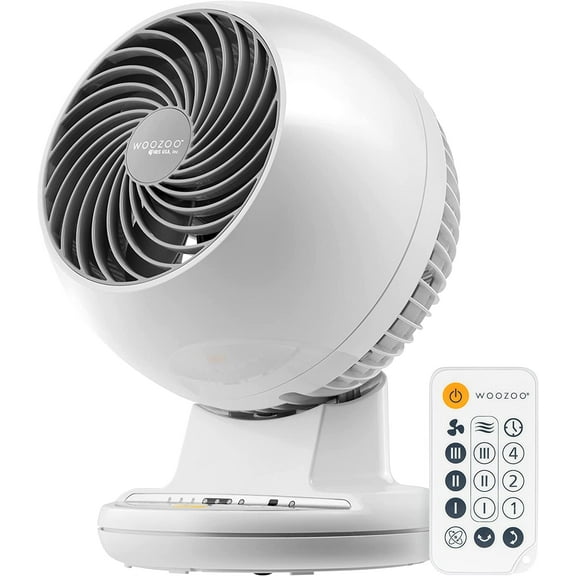 USA WOOZOO Oscillating Fan, Vortex Fan, Remote Equipped 7-in-1 Fan w/ Timer/ Multi Oscillation/ Air Circulator/ 3 Speed Settings, 46ft Max Air Distance, Medium, White