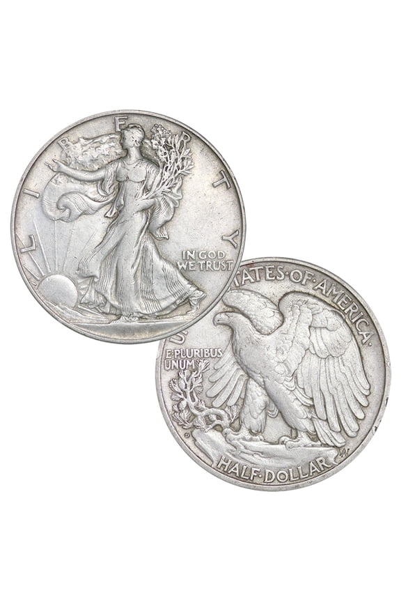 USA Walking Liberty Half Dollar Coin - 90% Silver No Date Cull $1 Face Set of 2