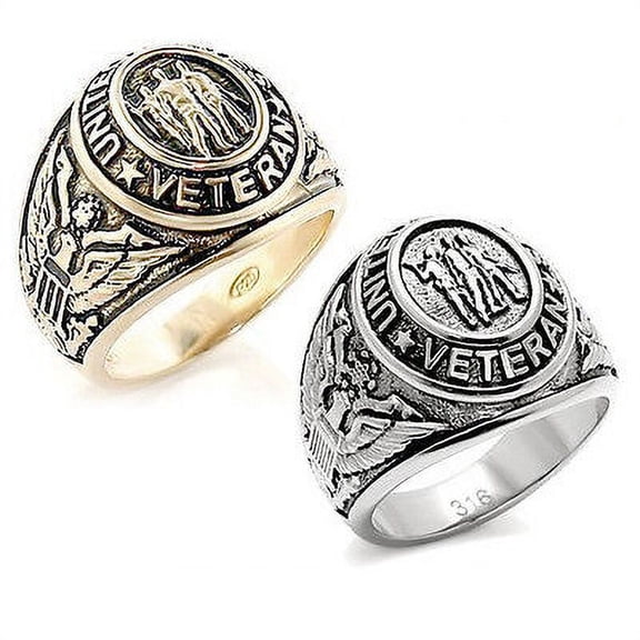 USA War WW2 Iraq Gulf Korean Vietnam Veteran Rings - Silver & Gold Military Ring