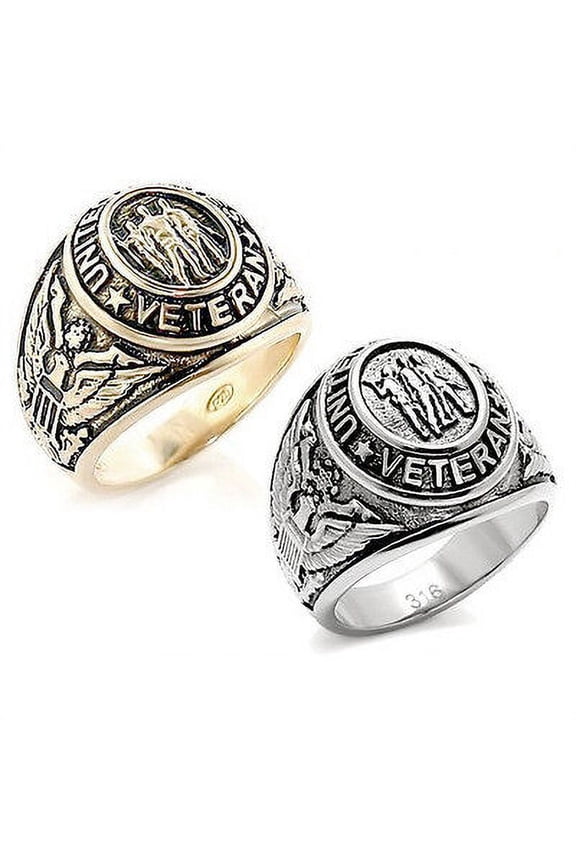 USA War WW2 Iraq Gulf Korean Vietnam Veteran Rings - Silver & Gold Military Ring