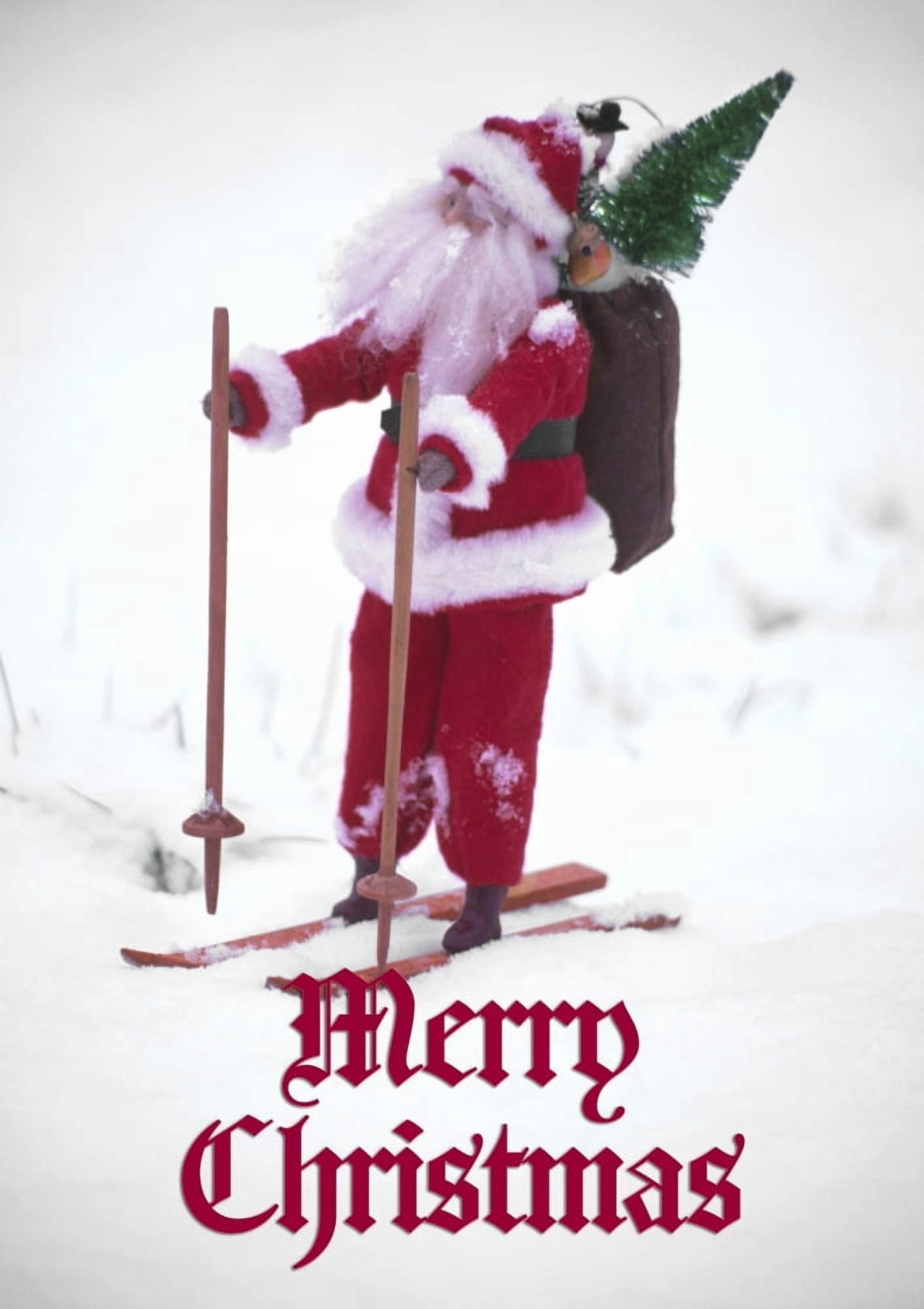 USA Washington Bellingham Toy Santa Claus on skis and snow Credit as Steve Satushek Jaynes Gallery DanitaDelimontcom Canvas Art - Jaynes Gallery Danita Delimont (15 x 22)