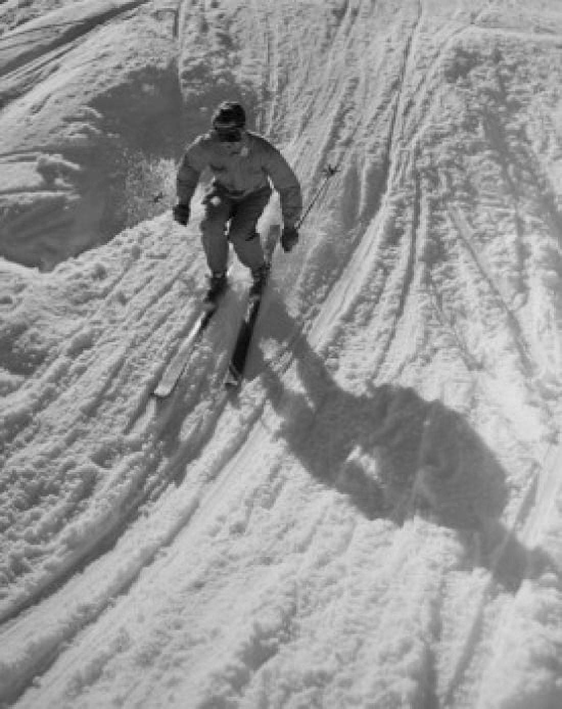 USA Washington Cascade Mountains elevated view of skiing man Canvas Art - (18 x 24)